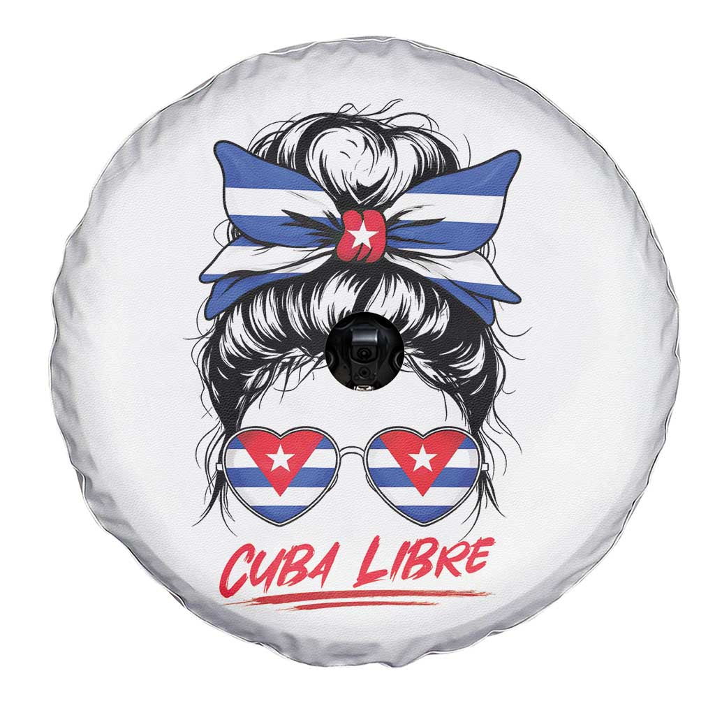Cuba Libre Spare Tire Cover Messy Bun Cuban Woman Sunglasses