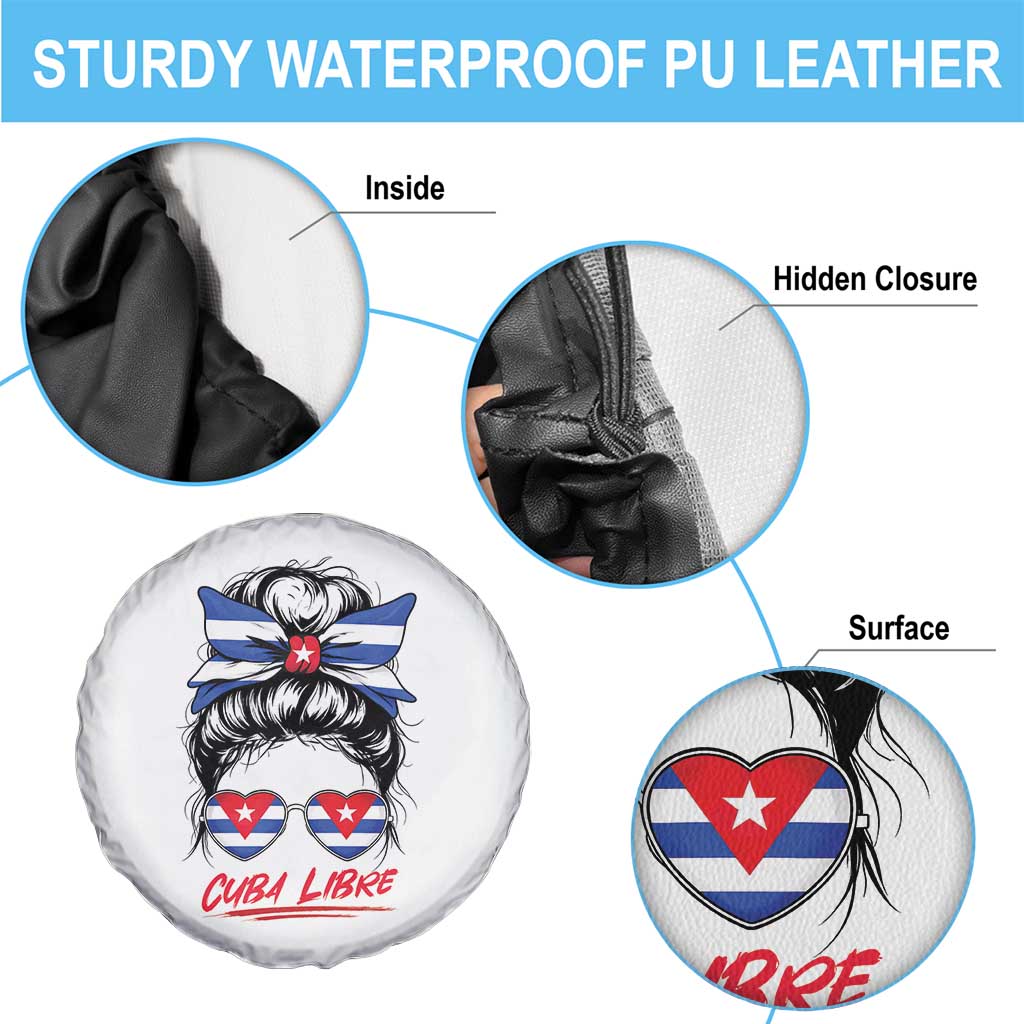Cuba Libre Spare Tire Cover Messy Bun Cuban Woman Sunglasses
