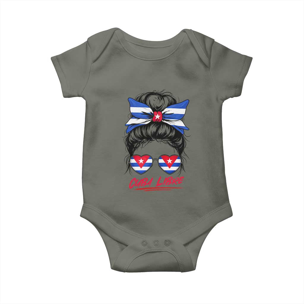Cuba Libre Baby Onesie Messy Bun Cuban Woman Sunglasses