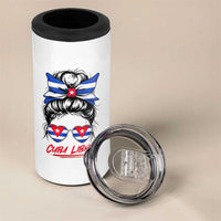 Cuba Libre 4 in 1 Can Cooler Tumbler Messy Bun Cuban Woman Sunglasses