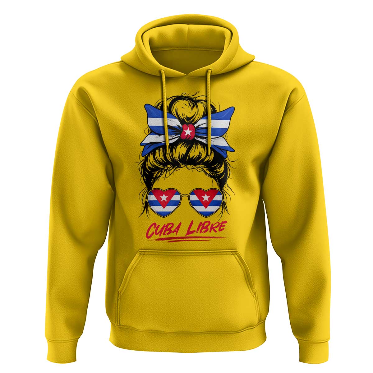 Cuba Libre Hoodie Messy Bun Cuban Woman Sunglasses