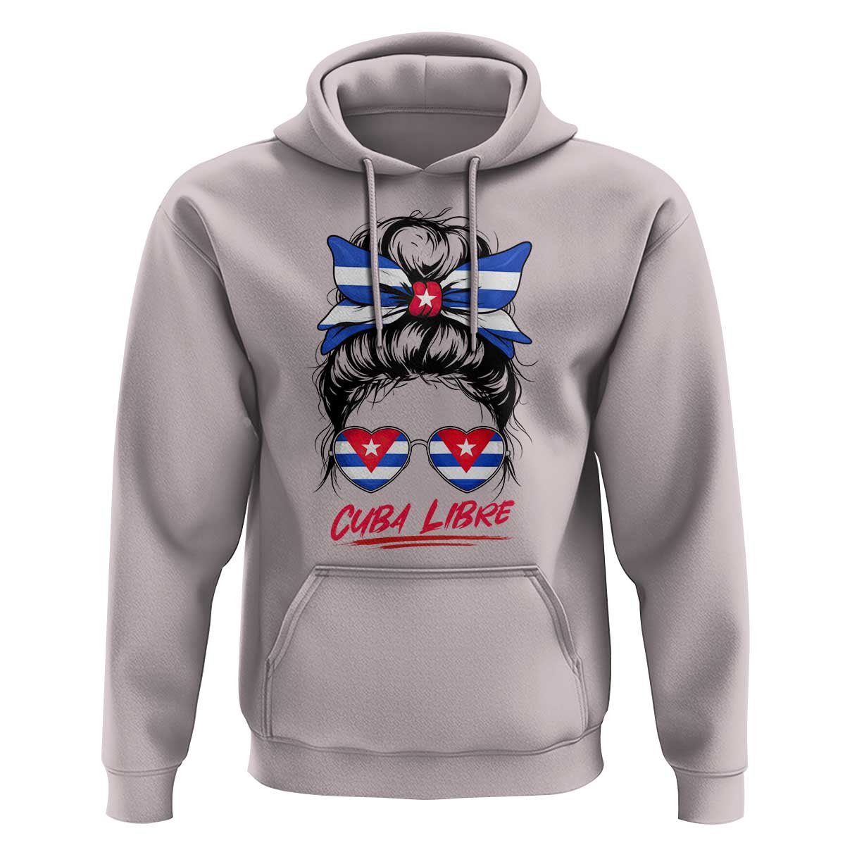 Cuba Libre Hoodie Messy Bun Cuban Woman Sunglasses