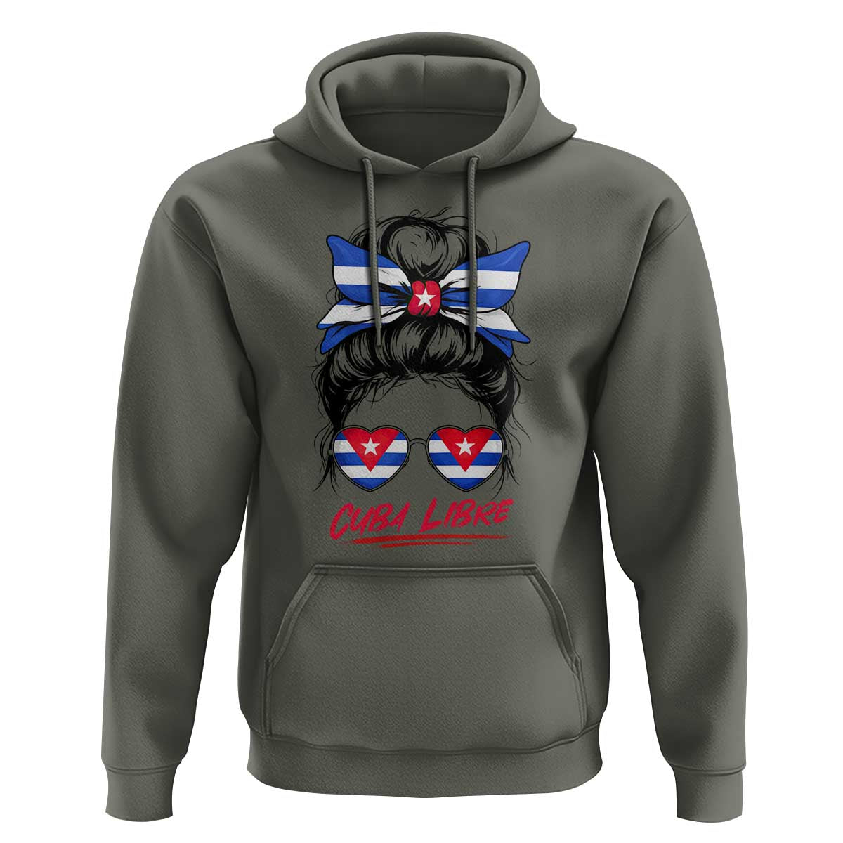 Cuba Libre Hoodie Messy Bun Cuban Woman Sunglasses