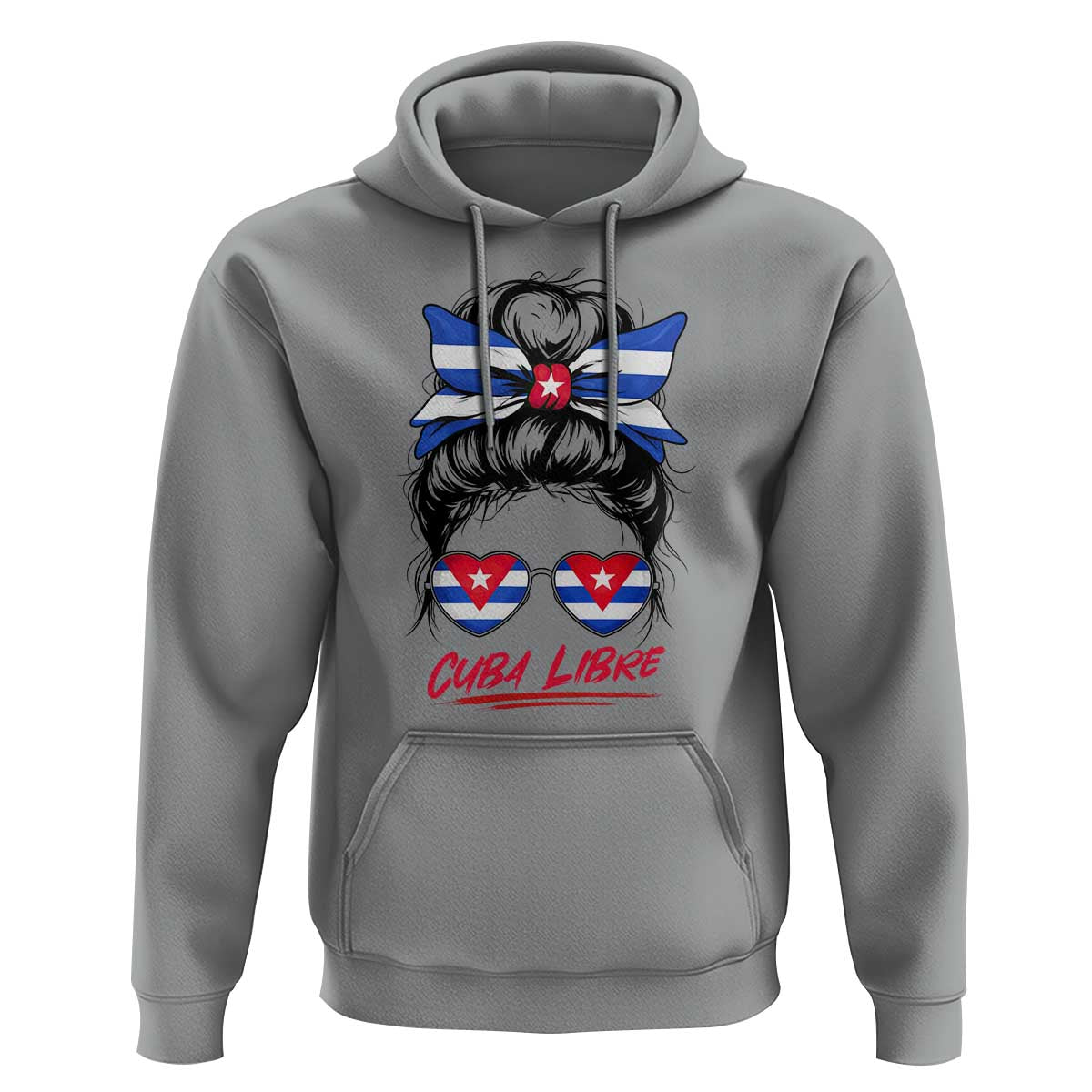 Cuba Libre Hoodie Messy Bun Cuban Woman Sunglasses