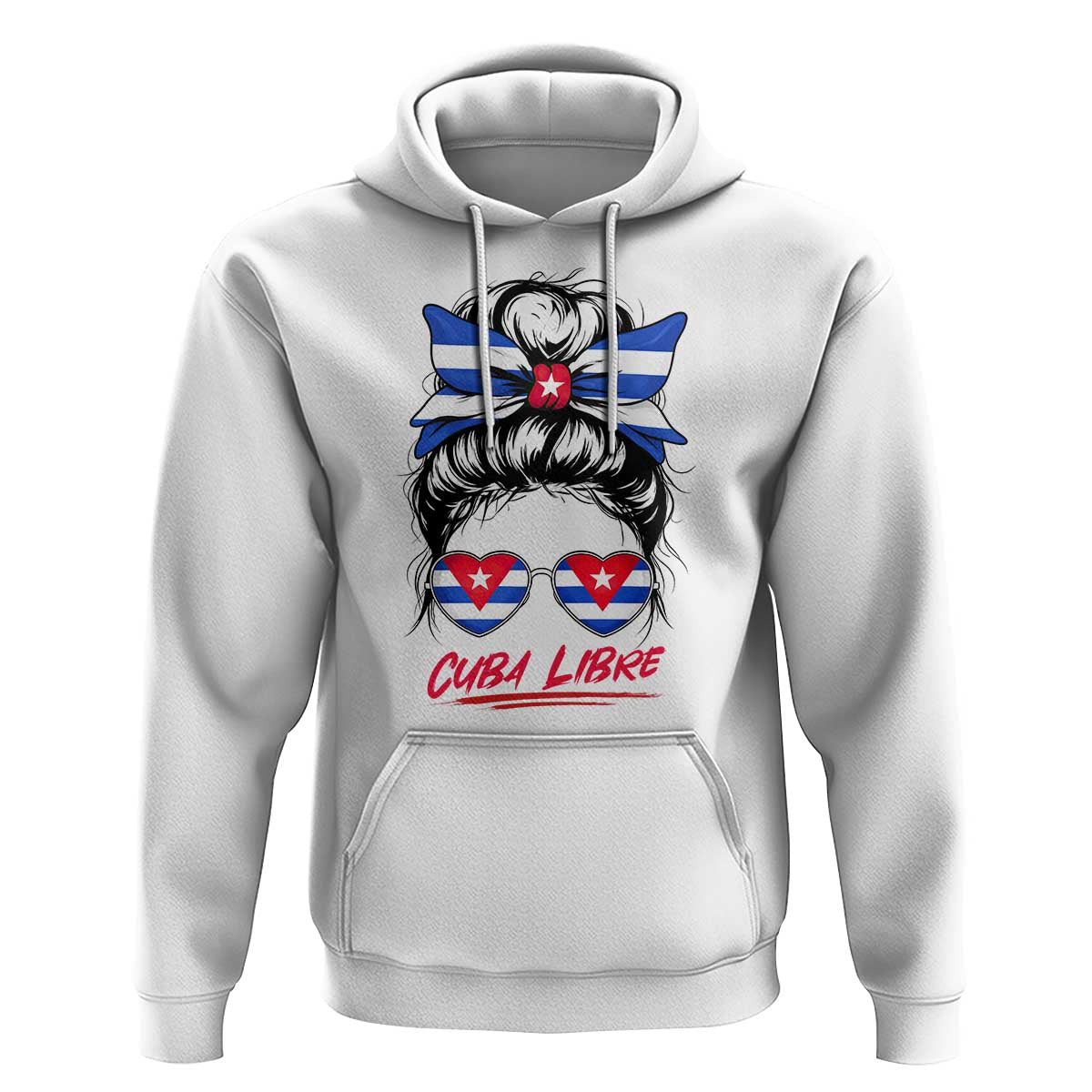 Cuba Libre Hoodie Messy Bun Cuban Woman Sunglasses