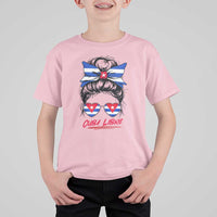 Cuba Libre T Shirt For Kid Messy Bun Cuban Woman Sunglasses