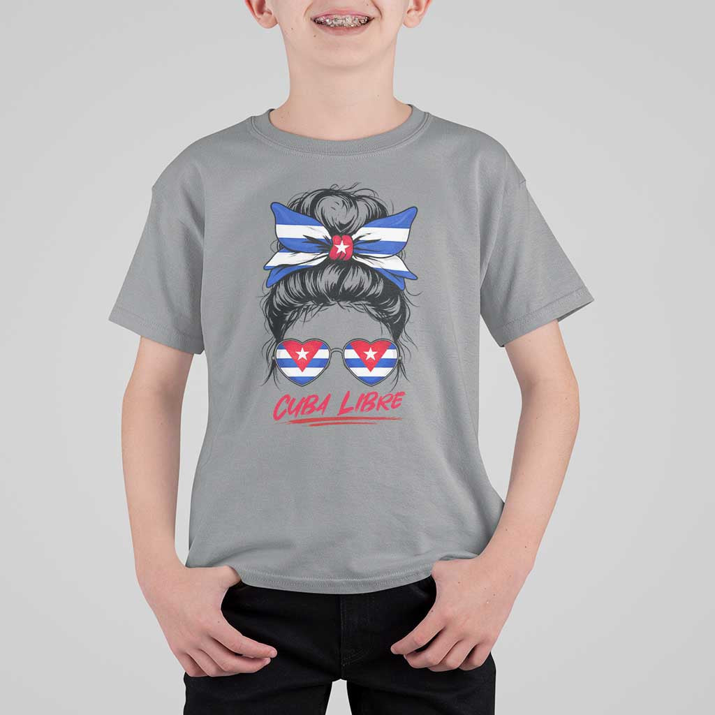 Cuba Libre T Shirt For Kid Messy Bun Cuban Woman Sunglasses