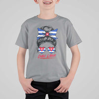 Cuba Libre T Shirt For Kid Messy Bun Cuban Woman Sunglasses