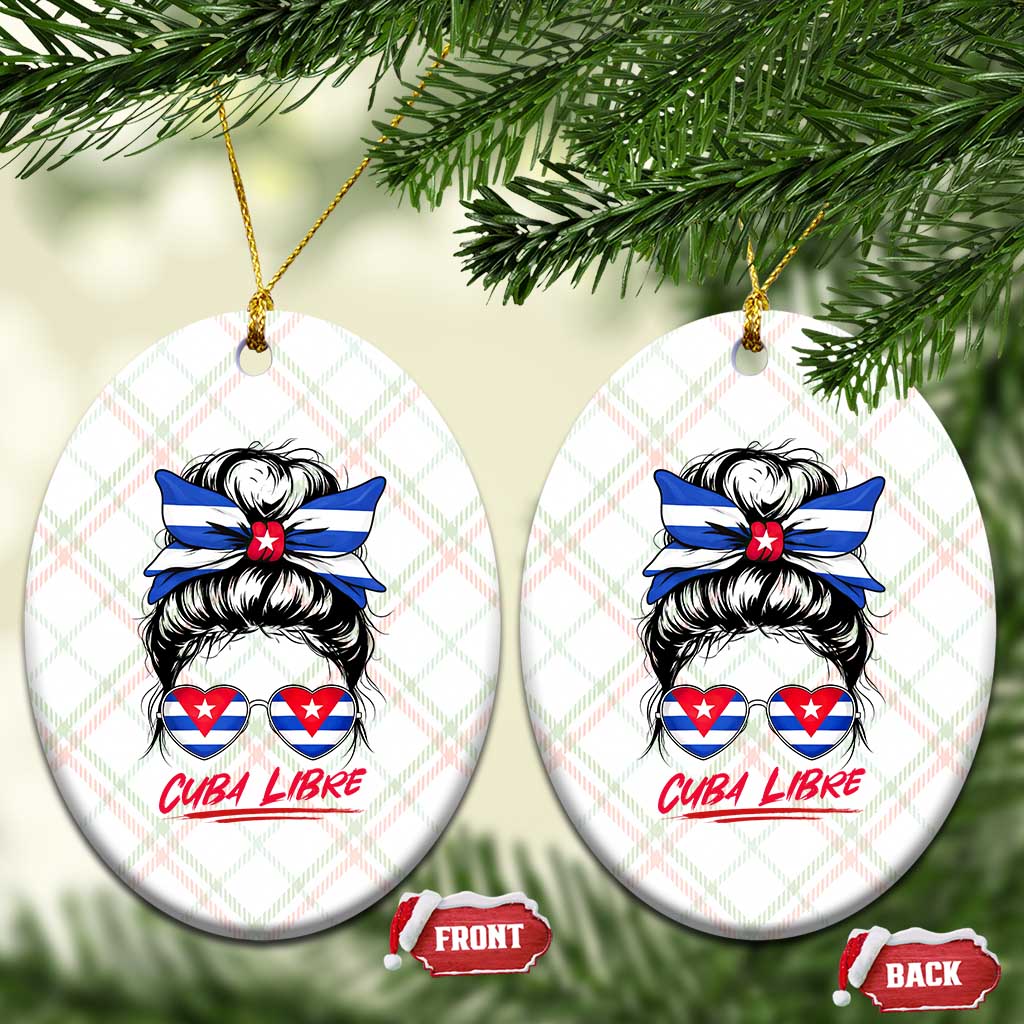 Cuba Libre Ceramic Ornament Messy Bun Cuban Woman Sunglasses