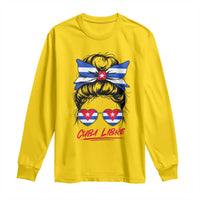 Cuba Libre Long Sleeve Shirt Messy Bun Cuban Woman Sunglasses