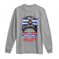Cuba Libre Long Sleeve Shirt Messy Bun Cuban Woman Sunglasses