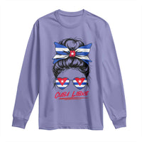 Cuba Libre Long Sleeve Shirt Messy Bun Cuban Woman Sunglasses