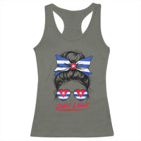 Cuba Libre Racerback Tank Top Messy Bun Cuban Woman Sunglasses