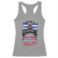 Cuba Libre Racerback Tank Top Messy Bun Cuban Woman Sunglasses