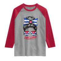 Cuba Libre Raglan Shirt Messy Bun Cuban Woman Sunglasses