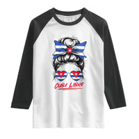 Cuba Libre Raglan Shirt Messy Bun Cuban Woman Sunglasses