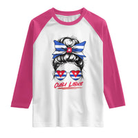 Cuba Libre Raglan Shirt Messy Bun Cuban Woman Sunglasses