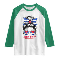 Cuba Libre Raglan Shirt Messy Bun Cuban Woman Sunglasses