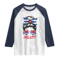Cuba Libre Raglan Shirt Messy Bun Cuban Woman Sunglasses