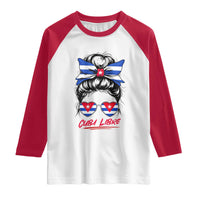 Cuba Libre Raglan Shirt Messy Bun Cuban Woman Sunglasses