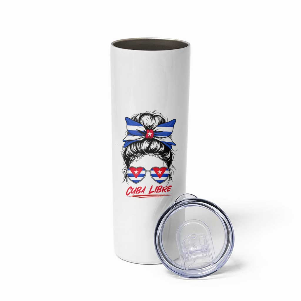 Cuba Libre Skinny Tumbler Messy Bun Cuban Woman Sunglasses