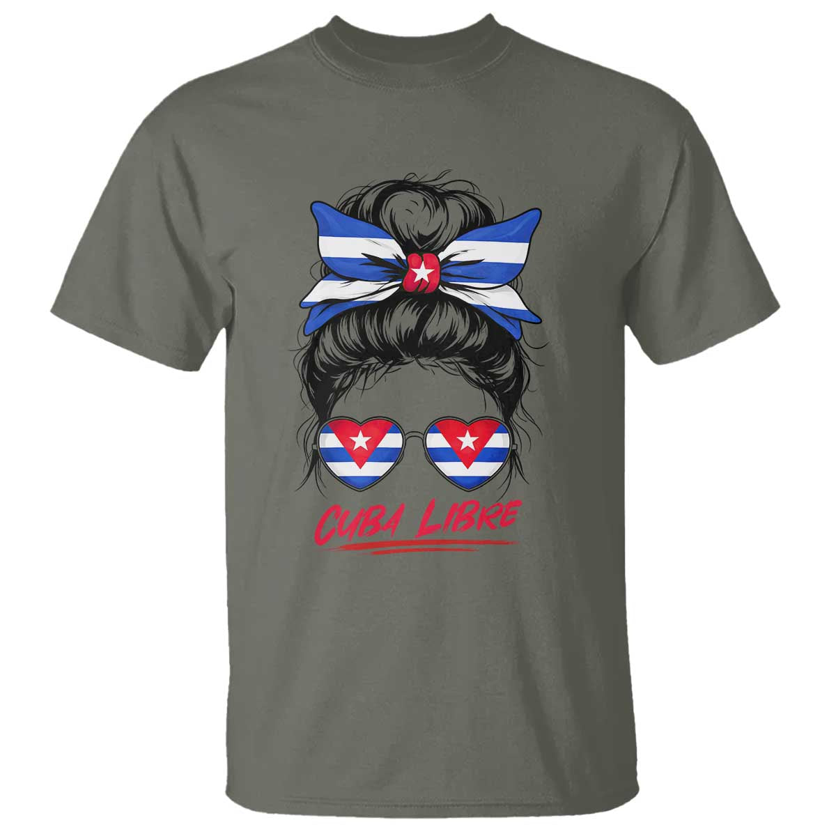 Cuba Libre T Shirt Messy Bun Cuban Woman Sunglasses