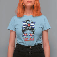 Cuba Libre T Shirt For Women Messy Bun Cuban Woman Sunglasses