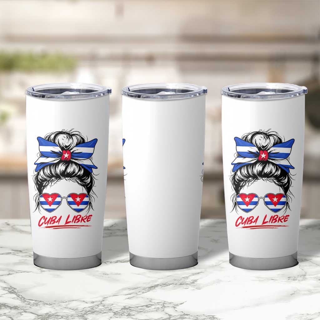 Cuba Libre Tumbler Cup Messy Bun Cuban Woman Sunglasses