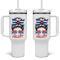 Cuba Libre Tumbler With Handle Messy Bun Cuban Woman Sunglasses