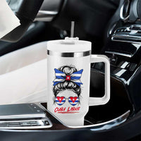 Cuba Libre Tumbler With Handle Messy Bun Cuban Woman Sunglasses