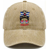 Cuba Libre Washed Cotton Baseball Cap Messy Bun Cuban Woman Sunglasses