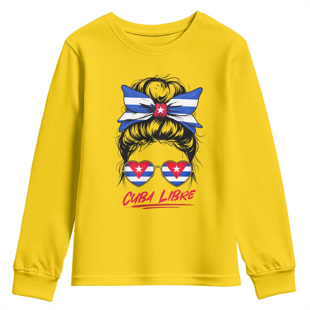 Cuba Libre Youth Sweatshirt Messy Bun Cuban Woman Sunglasses