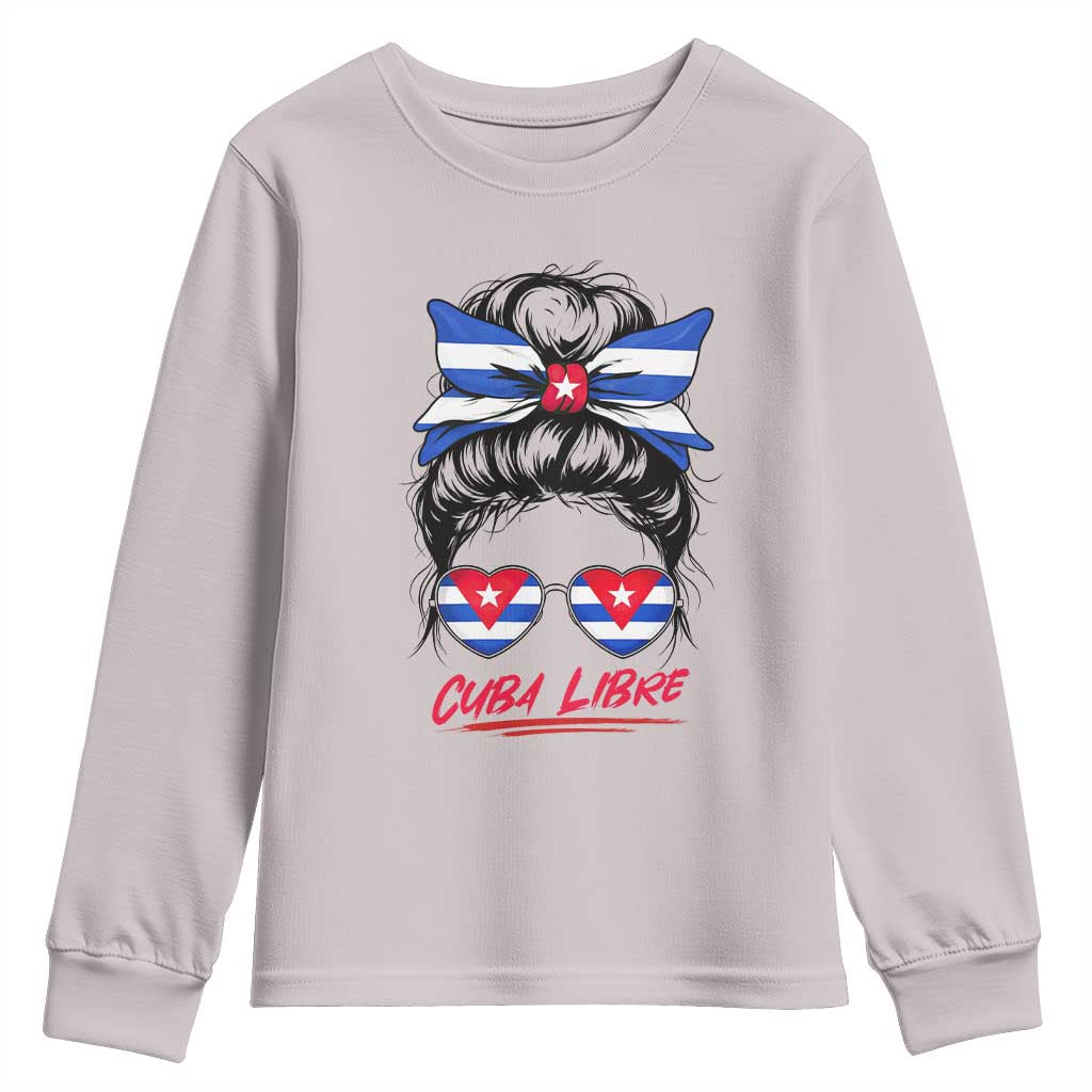 Cuba Libre Youth Sweatshirt Messy Bun Cuban Woman Sunglasses