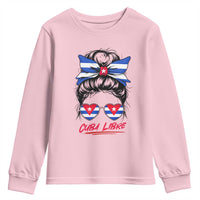 Cuba Libre Youth Sweatshirt Messy Bun Cuban Woman Sunglasses