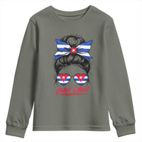 Cuba Libre Youth Sweatshirt Messy Bun Cuban Woman Sunglasses