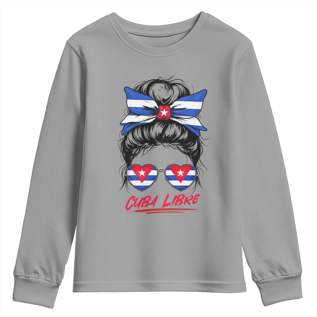 Cuba Libre Youth Sweatshirt Messy Bun Cuban Woman Sunglasses