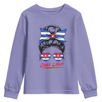 Cuba Libre Youth Sweatshirt Messy Bun Cuban Woman Sunglasses