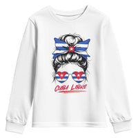 Cuba Libre Youth Sweatshirt Messy Bun Cuban Woman Sunglasses