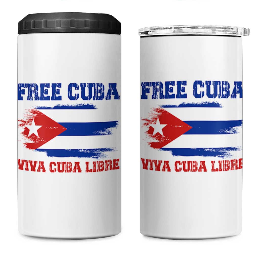Cuban American Pride 4 in 1 Can Cooler Tumbler Freedom For Cuba