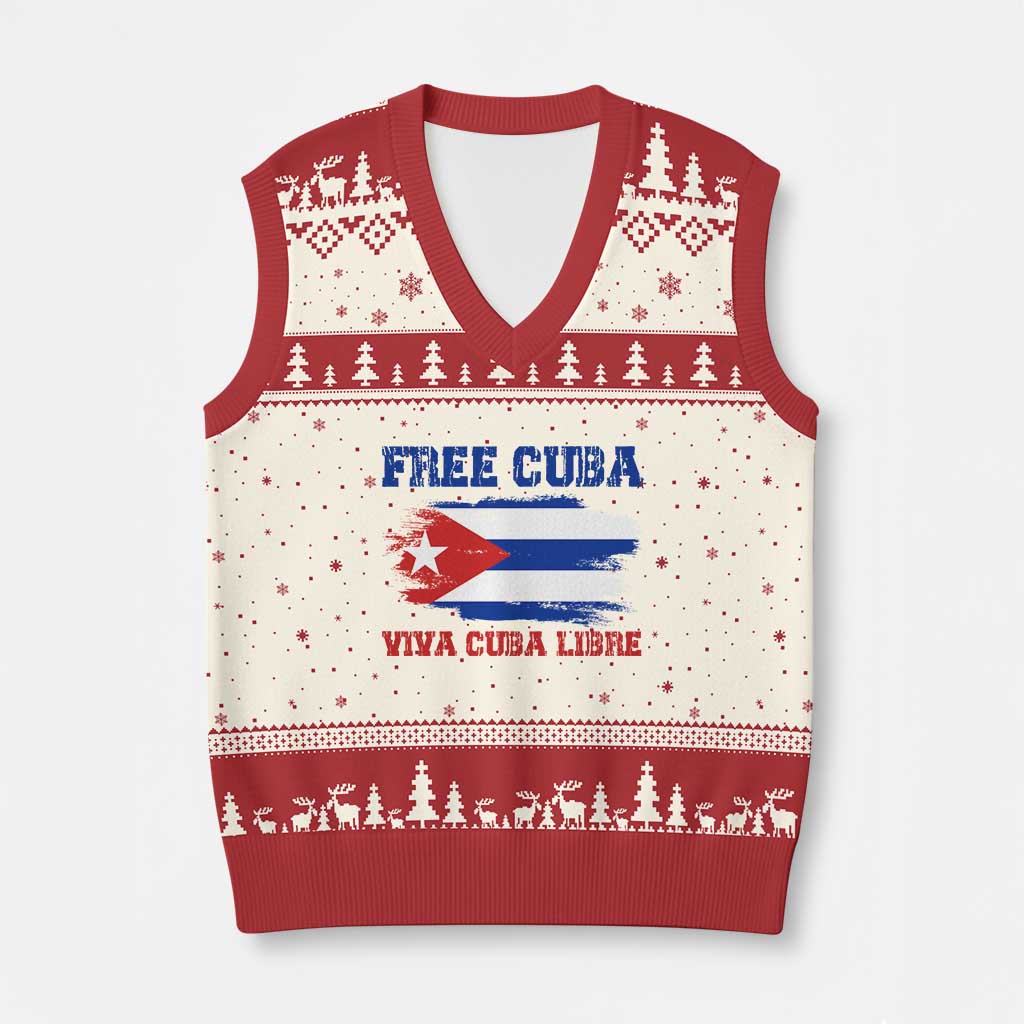 Cuban American Pride V-Neck Knit Sweater Vest Freedom For Cuba