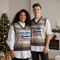 Cuban American Pride V-Neck Knit Sweater Vest Freedom For Cuba