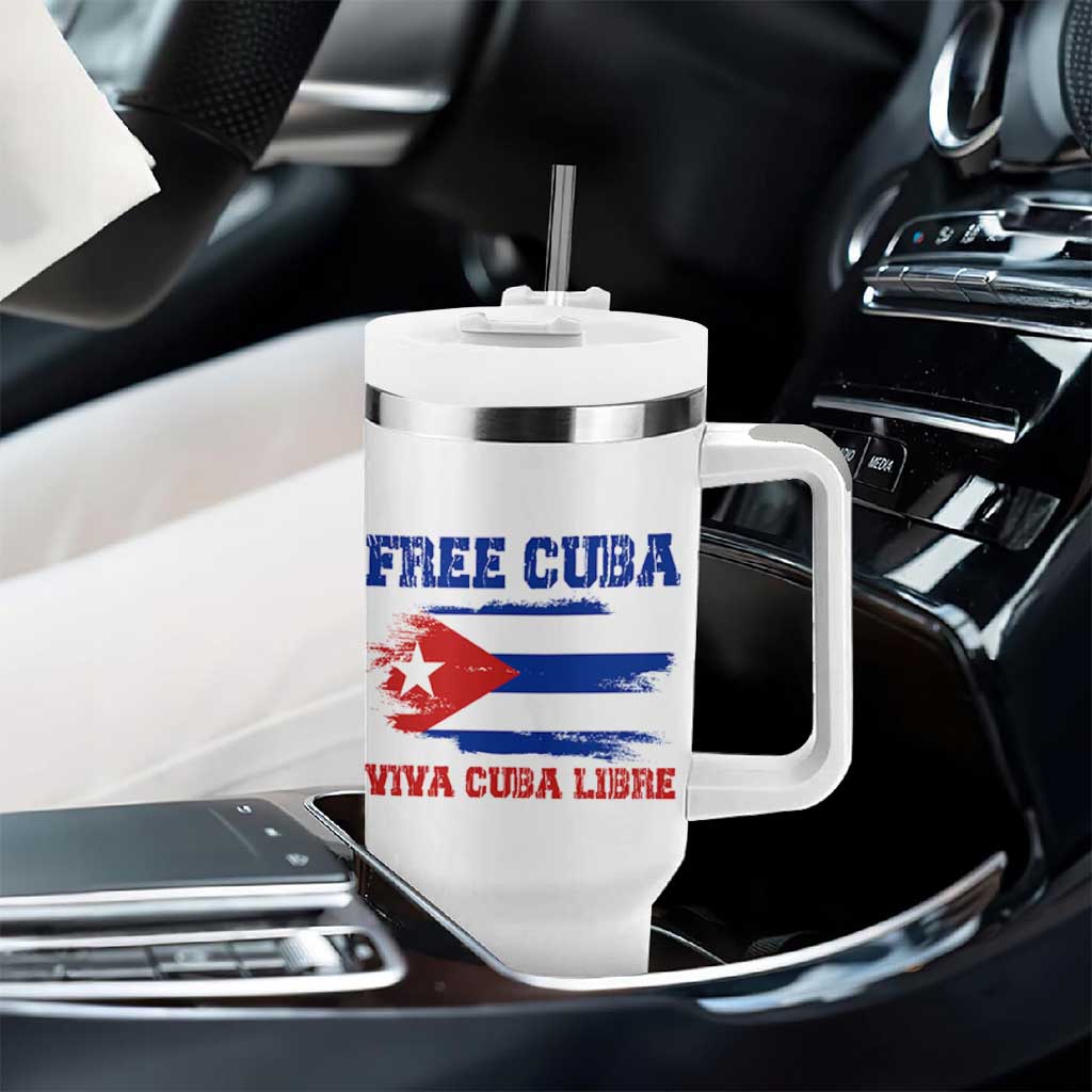 Cuban American Pride Tumbler With Handle Freedom For Cuba