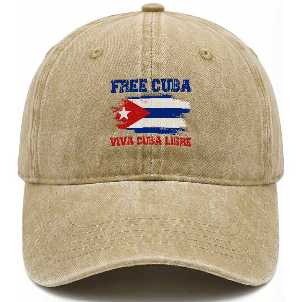Cuban American Pride Washed Cotton Baseball Cap Freedom For Cuba