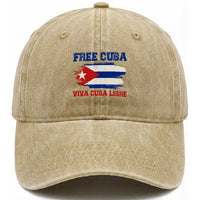 Cuban American Pride Washed Cotton Baseball Cap Freedom For Cuba