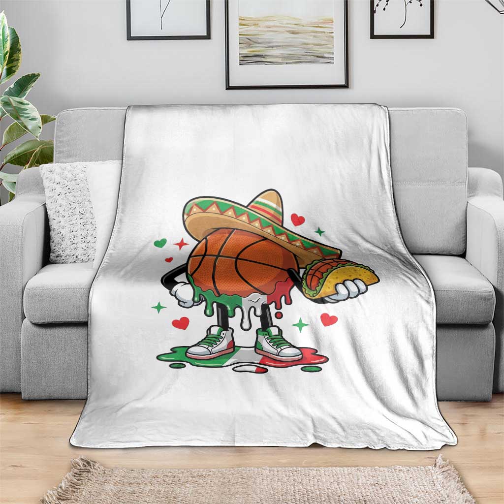 Funny Cinco De Mayo Basketball Throw Blanket Mexican Fiesta Party