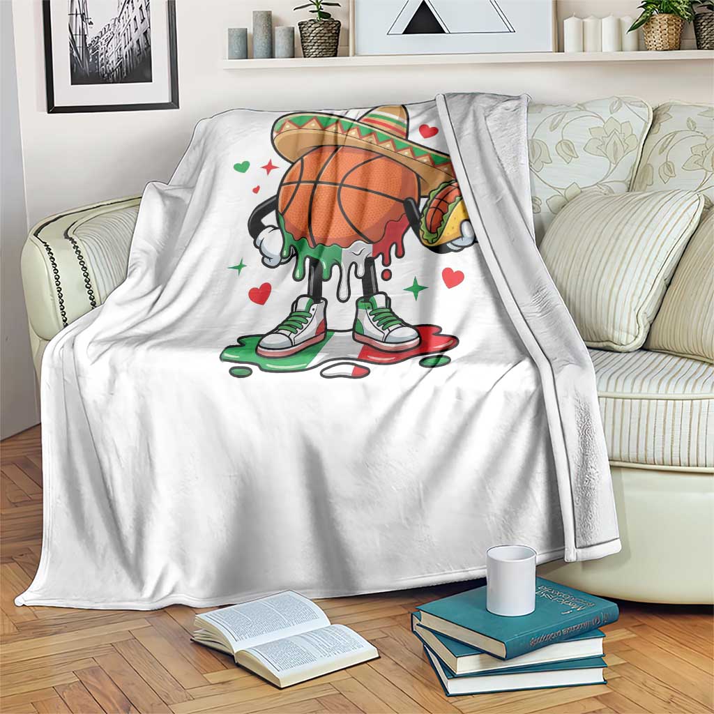 Funny Cinco De Mayo Basketball Throw Blanket Mexican Fiesta Party