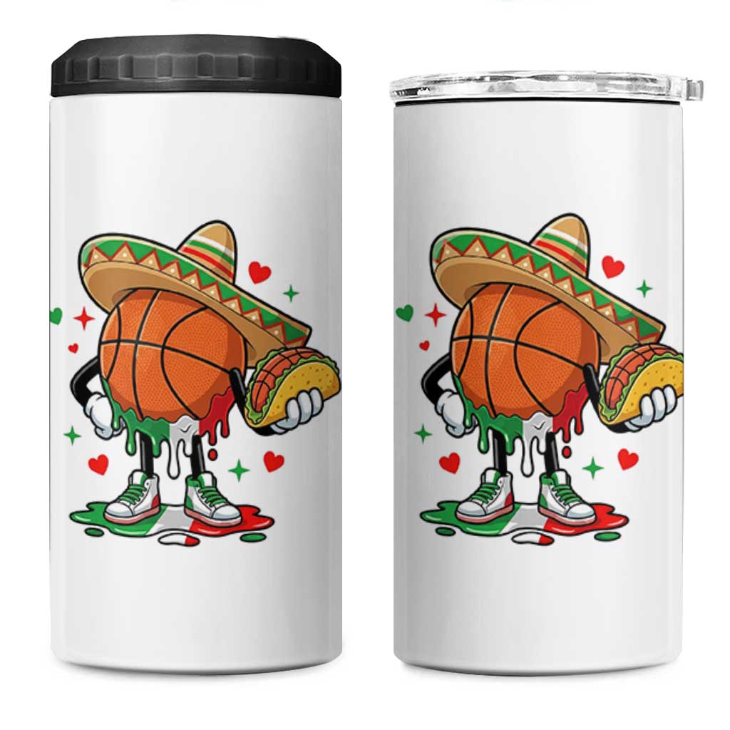 Funny Cinco De Mayo Basketball 4 in 1 Can Cooler Tumbler Mexican Fiesta Party