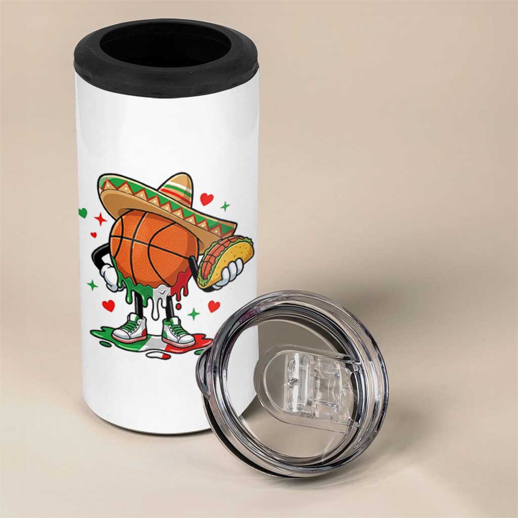 Funny Cinco De Mayo Basketball 4 in 1 Can Cooler Tumbler Mexican Fiesta Party