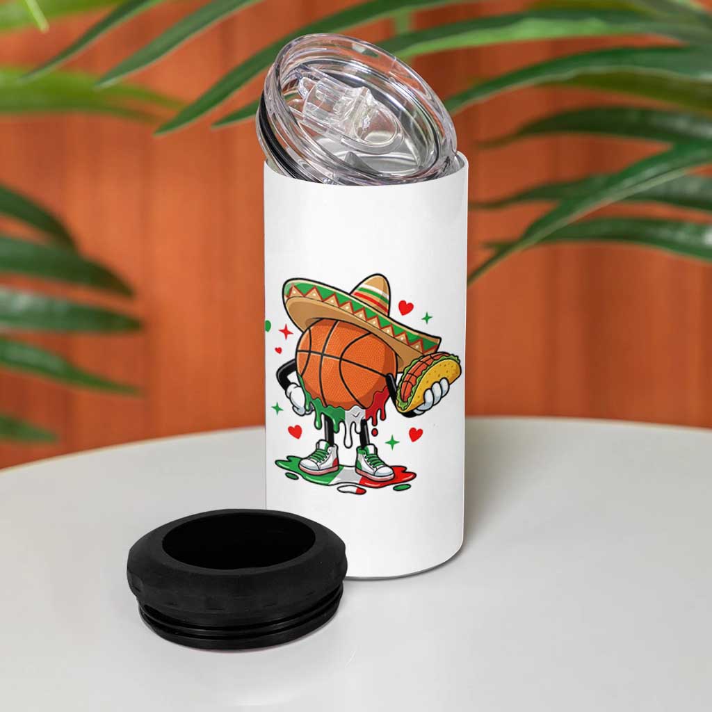 Funny Cinco De Mayo Basketball 4 in 1 Can Cooler Tumbler Mexican Fiesta Party