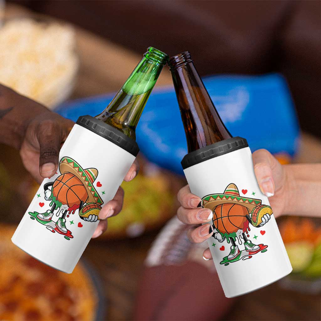 Funny Cinco De Mayo Basketball 4 in 1 Can Cooler Tumbler Mexican Fiesta Party